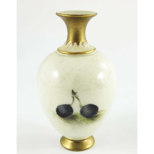 1483 - H Ayrton for Royal Worcester, a fruit painted vase, circa 1927, shouldered ovoid form, decorated wit... 