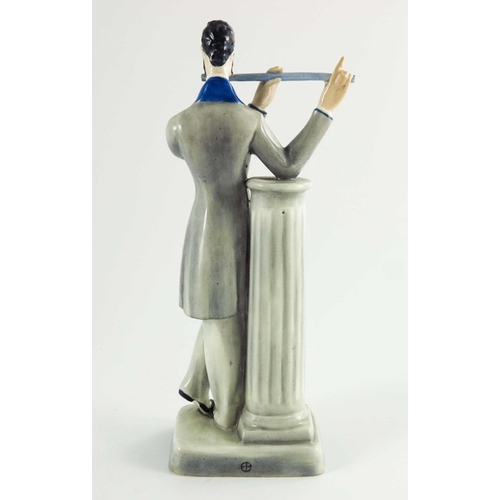 1484 - Ethelwyn Baker for Royal Worcester, the Flute Player, 1932, modelled as a man resting beside a colum... 