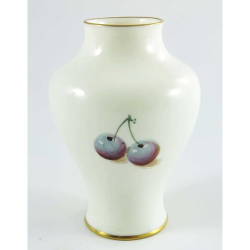 1485 - Roberts for Royal Worcester, a Posy Vase, 1951, of baluster form hand painted and gilded with fruit ... 