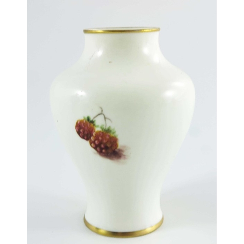 1486 - P. Love for Royal Worcester, a Posy Vase, 1951, of baluster form hand painted and gilded with fruit ... 