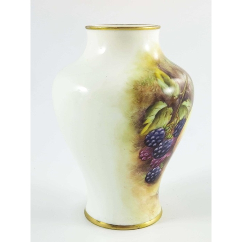 1486 - P. Love for Royal Worcester, a Posy Vase, 1951, of baluster form hand painted and gilded with fruit ... 