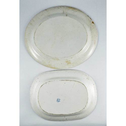 1553 - A 19th Century Blue and White Oval Meat Platter, 'Eton College' depicting three figures in a river l... 