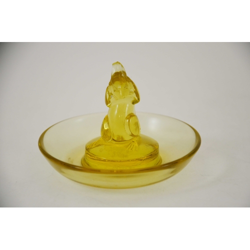 734 - Rene Lalique, a Souris glass pin dish or cendrier, model 286, designed circa 1925, yellow amber, inc... 