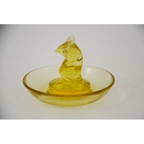 734 - Rene Lalique, a Souris glass pin dish or cendrier, model 286, designed circa 1925, yellow amber, inc... 