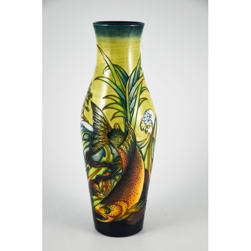 1054 - Philip Gibson for Moorcroft, a Trout vase, circa 1998, elongated shouldered form, impressed mark and... 