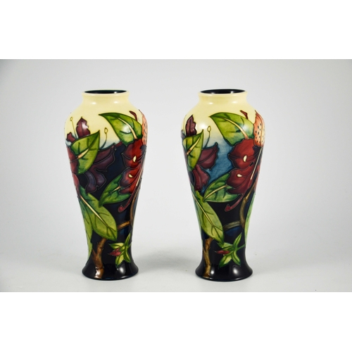 1074 - Philip Gibson for Moorcroft, a pair of Simeon vases, 1999, elongated inverse baluster form, impresse... 