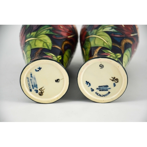 1074 - Philip Gibson for Moorcroft, a pair of Simeon vases, 1999, elongated inverse baluster form, impresse... 