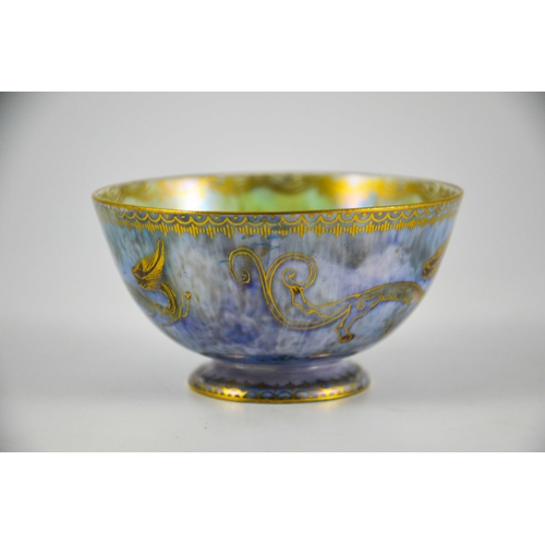 1363 - Daisy Makeig Jones for Wedgwood, a Dragon lustre bowl, Z4829, footed form, gilt marks, 9.5cm diamete... 