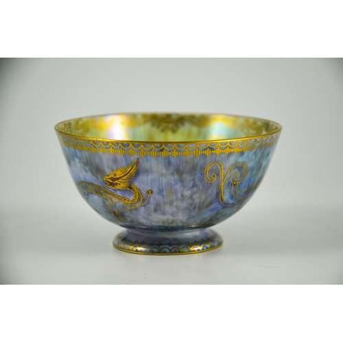 1363 - Daisy Makeig Jones for Wedgwood, a Dragon lustre bowl, Z4829, footed form, gilt marks, 9.5cm diamete... 