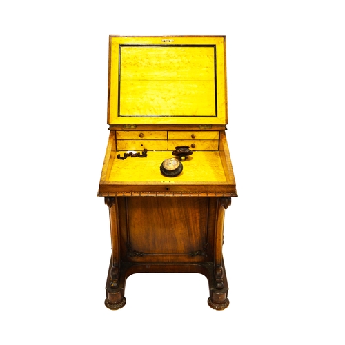 227 - A Davenport walnut desk, 19th century, 74cm high