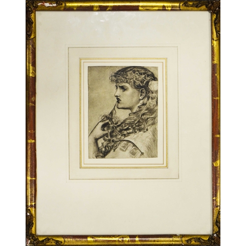 305 - PreRaphaelite School, Portrait of a Woman, probably Fanny Cornforth, watercolour, 19cm x 15cm, frame... 