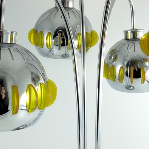 584 - A Modernist Heyco chrome and Perspex eyeball lamp, circa 1970s, four branches with spherical shades ... 