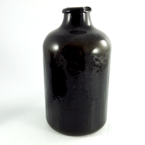 789 - Early freeblown black glass chemist's drug jar, with painted label Tr:LAVAN:C: and base pontil, 31.5... 