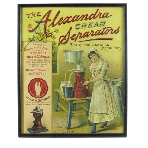 793 - An early 20th framed showcard advertising The Alexander Cream Separators Dairy and General Machinery... 