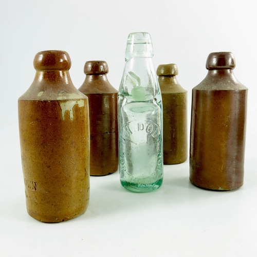 794 - A group of five Victorian bottles, including four ginger beer bottles and one Codd bottle (5)