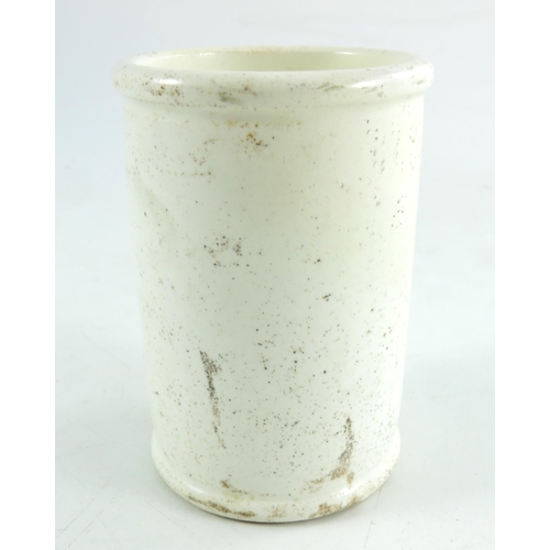 807 - A cylinder cream pot for Devonshire Cream prepared at Minifie's, Weston-Super-Mare, 8.5cm high