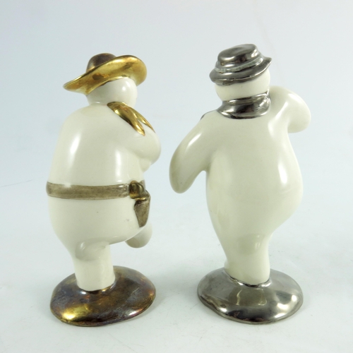 899 - Two Royal Doulton snowmen figures, Cowboy and The Snowman, gold and silver highlights colourway, pro... 