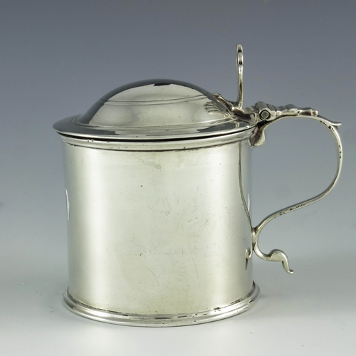 2003 - Robert Piercy, London 1770, a George III silver mustard pot, cylindrical form with domed top, incise... 