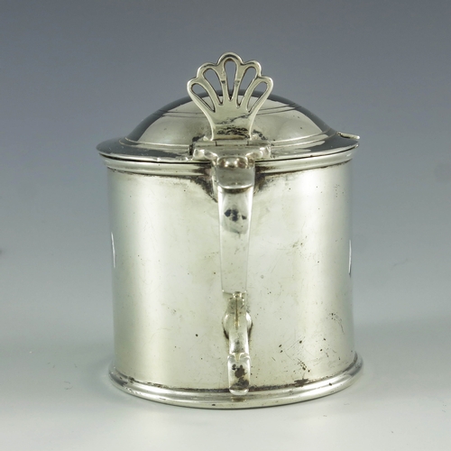 2003 - Robert Piercy, London 1770, a George III silver mustard pot, cylindrical form with domed top, incise... 