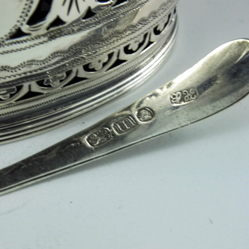 2006 - Hester Bateman, London 1790, a George III silver mustard pot, straight sided oval form, reticulated ... 