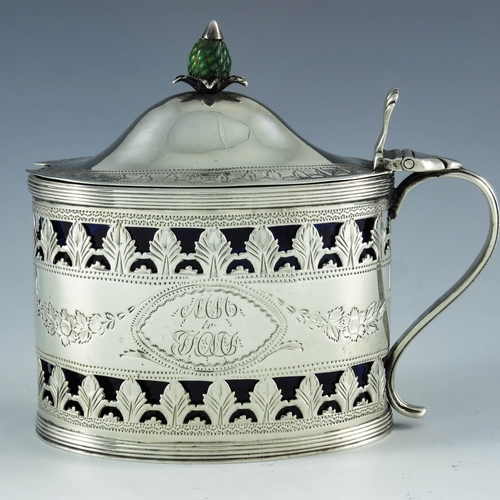 2009 - Charles Fox, London 1815, a George III silver mustard pot, straight sided oval form, bright cut and ... 