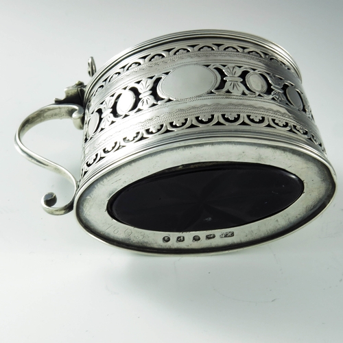 2010 - William Abdy, London 1786, a George III silver mustard pot, straight sided oval form, reticulated an... 