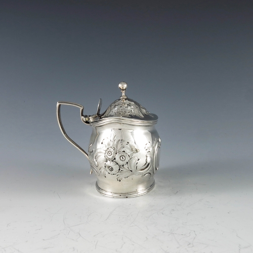 2011 - John Gold, London 1801, a George III silver mustard pot of navette form, the body with moulded and c... 