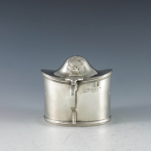 2012 - John Laughlin, Dublin 1796, a George III silver mustard pot, straight sided oval form, with ogee dom... 