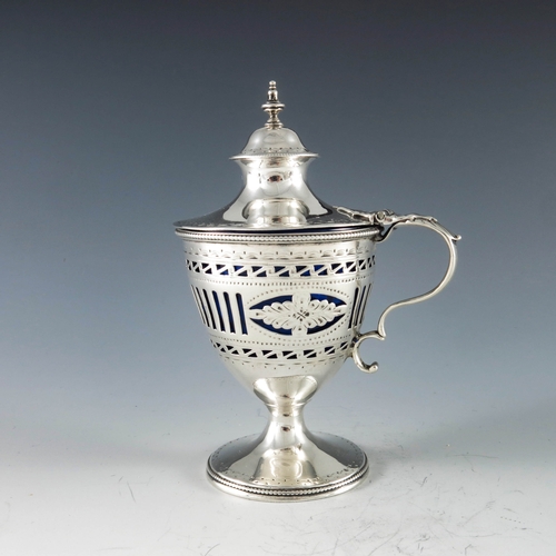 2017 - Robert Hennell, London 1784, a George III silver mustard pot, pedestal urn form, bright cut and reti... 