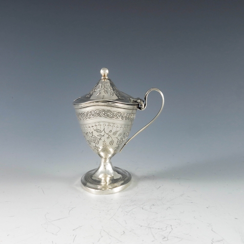 2018 - Duncan Urquhart and Naphtali Hart, London 1797, a George III silver mustard pot, bright cut engaved ... 