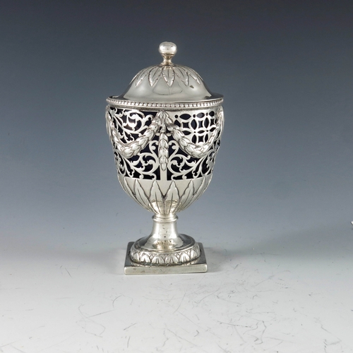 2020 - Charles Aldridge and Henry Green, London 1773, a George III silver vase shape mustard pot with appli... 