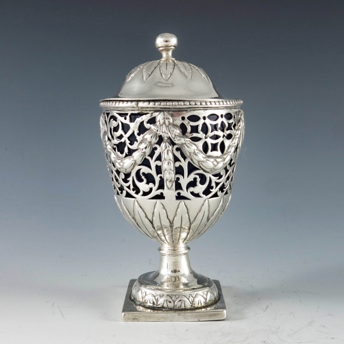 2020 - Charles Aldridge and Henry Green, London 1773, a George III silver vase shape mustard pot with appli... 