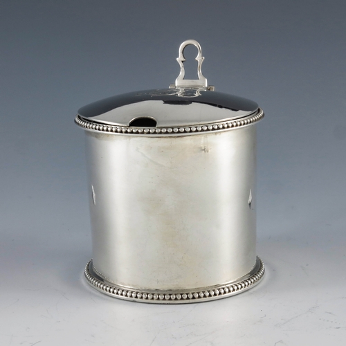 2024 - Thomas Daniel, London 1783, a George III silver straight sided cylindrical mustard pot with beaded b... 