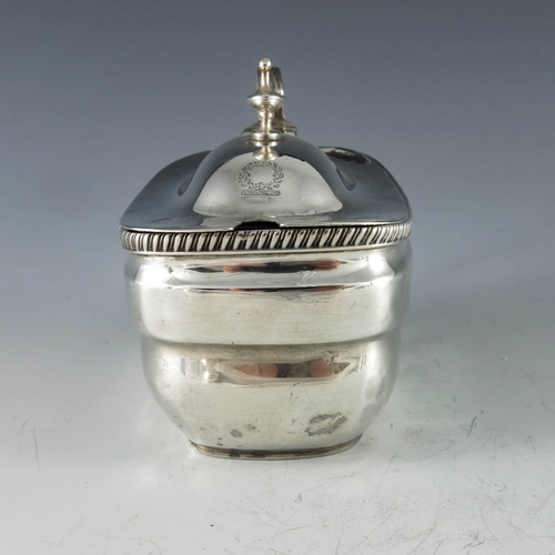 2026 - Charles Chesterman II, London 1808, a George III oval silver mustard pot with moulded girdle and gad... 