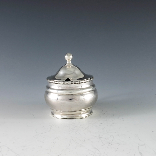 2028 - John Watson, Sheffield 1813, a George III silver mustard pot, girdle moulded ovoid cylinder form, eg... 