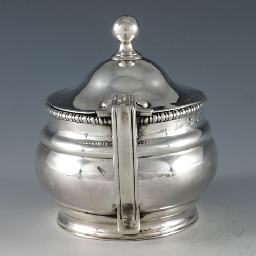 2028 - John Watson, Sheffield 1813, a George III silver mustard pot, girdle moulded ovoid cylinder form, eg... 