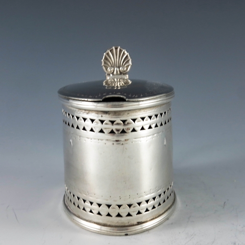 2029 - William Abdy I, London 1787, a George III silver mustard pot, straight sided oval form, reticulated ... 