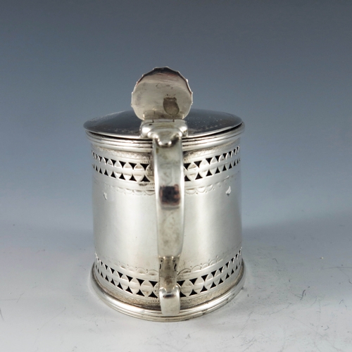 2029 - William Abdy I, London 1787, a George III silver mustard pot, straight sided oval form, reticulated ... 