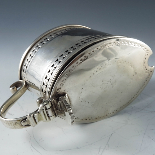 2029 - William Abdy I, London 1787, a George III silver mustard pot, straight sided oval form, reticulated ... 