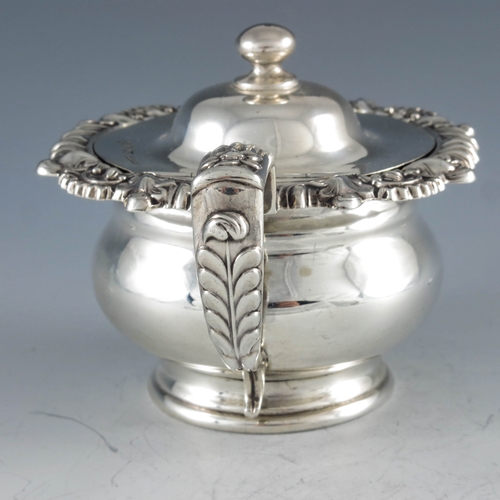 2033 - J Fenton, Sheffield 1820, a George III silver mustard pot, footed ogee moulded baluster form with wi... 