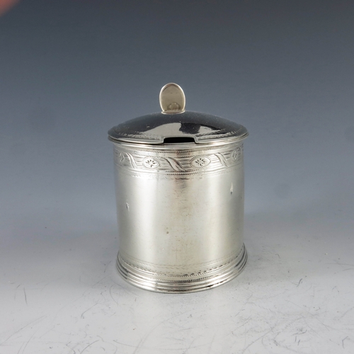 2037 - Robert Hennell, London 1791, a George III silver mustard pot, straight sided oval form, bright cut r... 