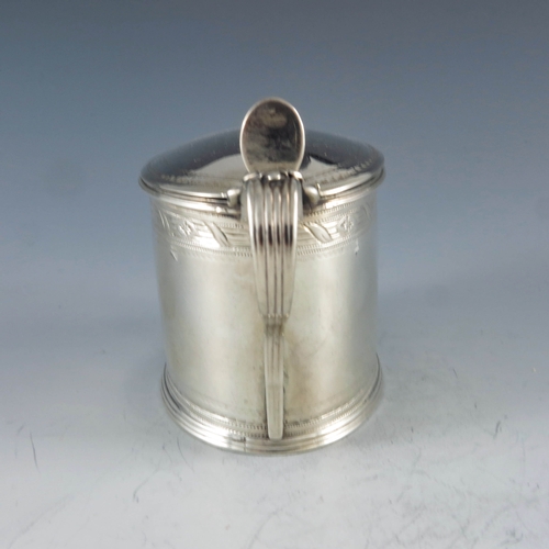 2037 - Robert Hennell, London 1791, a George III silver mustard pot, straight sided oval form, bright cut r... 