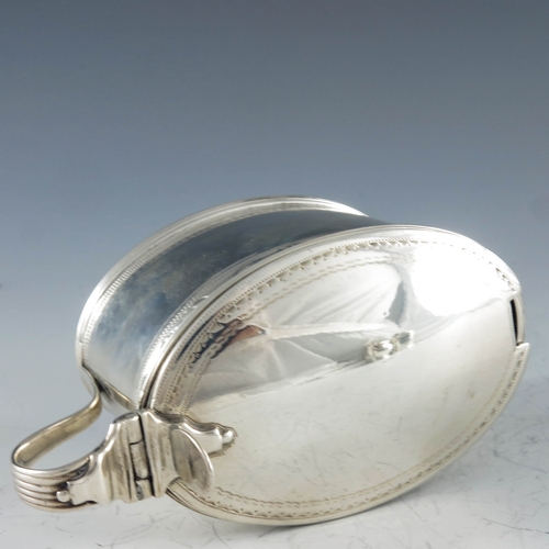 2037 - Robert Hennell, London 1791, a George III silver mustard pot, straight sided oval form, bright cut r... 