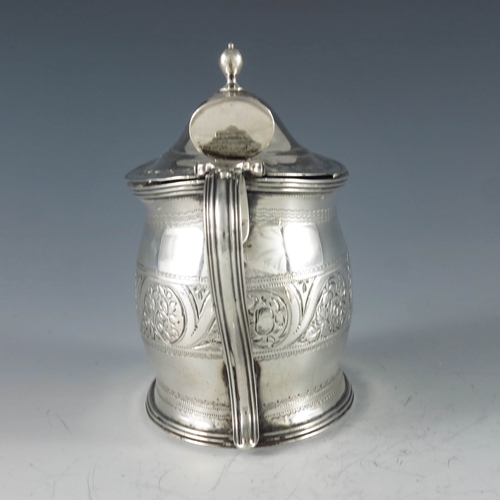 2053 - Abstinando King, London 1799, a George III silver mustard pot, bright cut oval ogee cylinder form, d... 