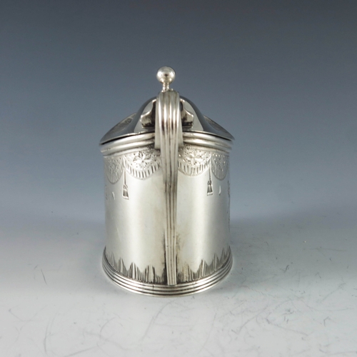 2054 - Robert Hennell, London 1790, a George III silver mustard pot, straight sided oval form, bright cut t... 