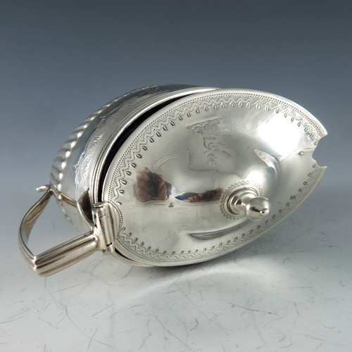 2056 - Peter, Ann and William Bateman, London 1801, a George III silver mustard pot, oval boat form with do... 