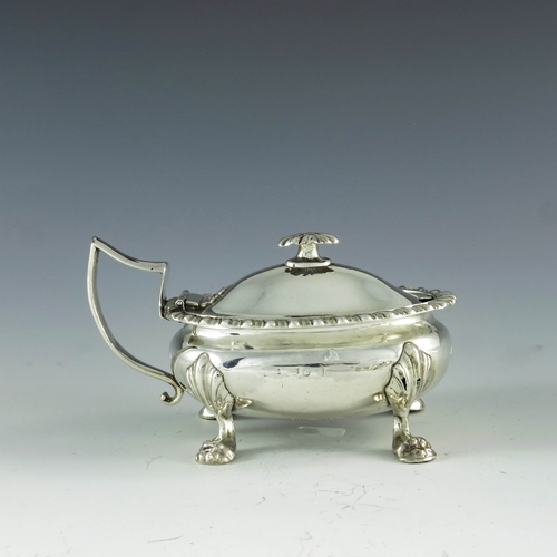 2058 - Samuel Roberts and George Cadman, Sheffield 1814, a George III silver mustard pot, oval ovoid form w... 