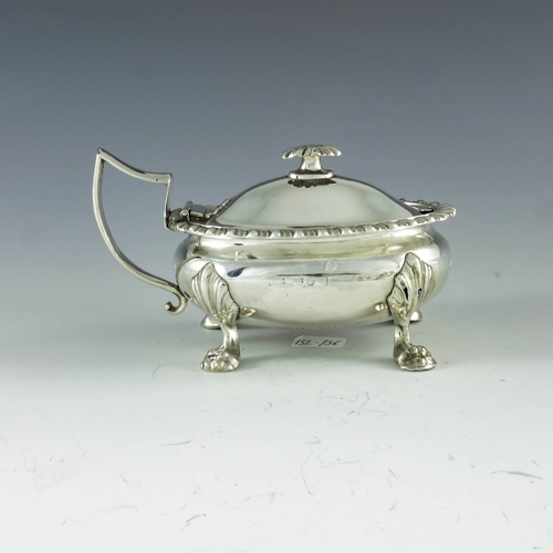 2058 - Samuel Roberts and George Cadman, Sheffield 1814, a George III silver mustard pot, oval ovoid form w... 