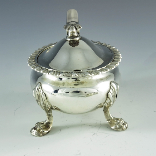 2058 - Samuel Roberts and George Cadman, Sheffield 1814, a George III silver mustard pot, oval ovoid form w... 