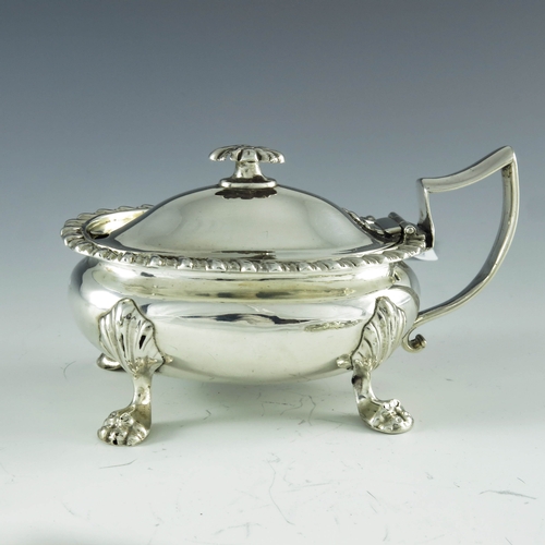 2058 - Samuel Roberts and George Cadman, Sheffield 1814, a George III silver mustard pot, oval ovoid form w... 